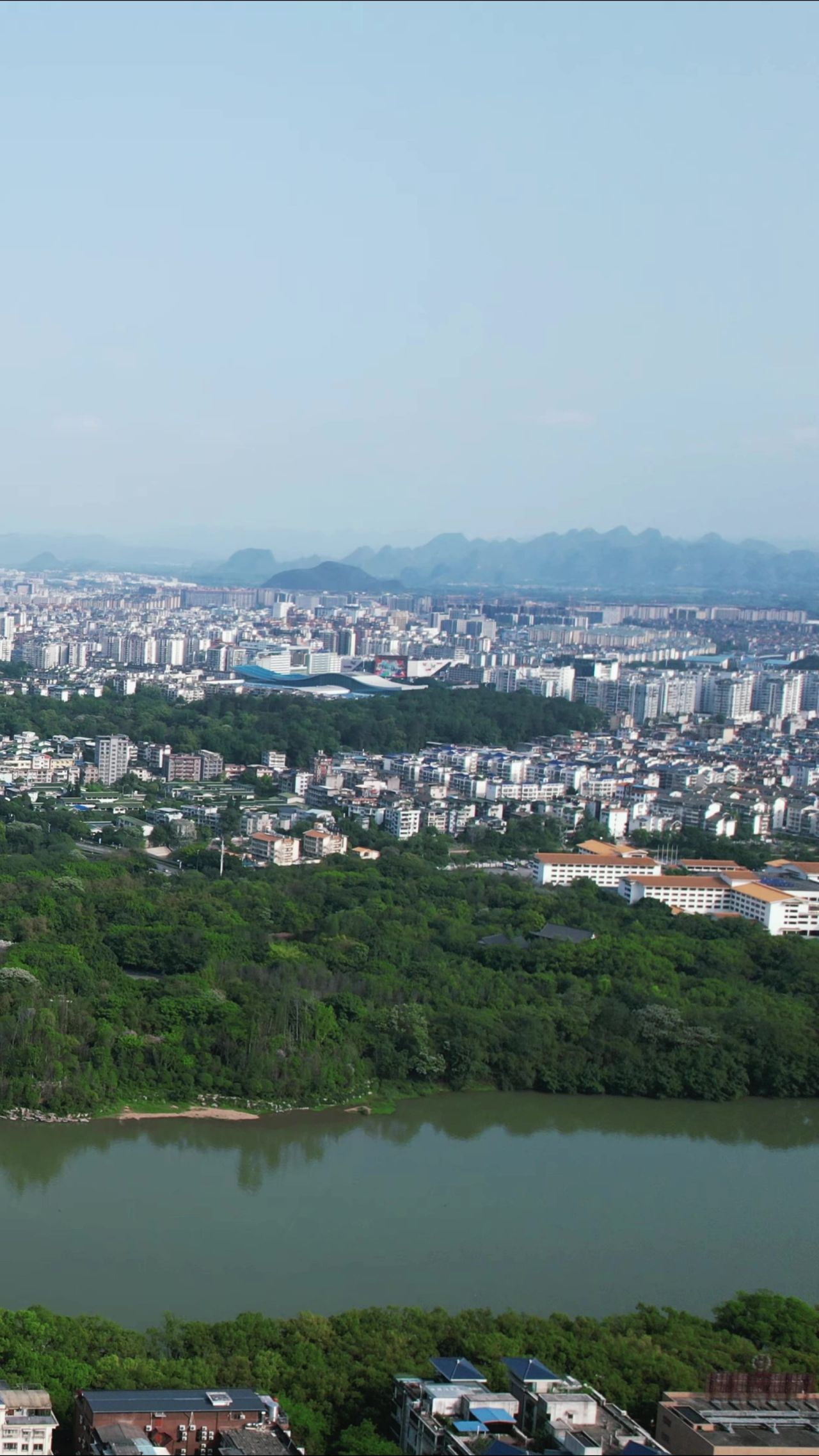 广西桂林城市风光漓江山水航拍竖屏 