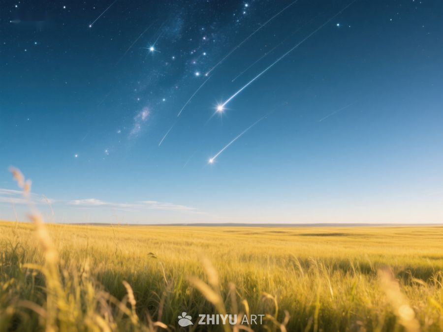 夜空流星划过金黄麦田 263