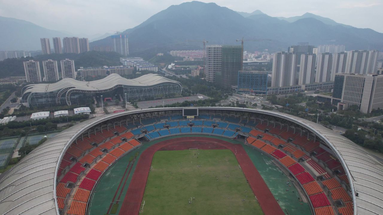 湖南郴州奥体中心体育馆博物馆科技馆航拍 