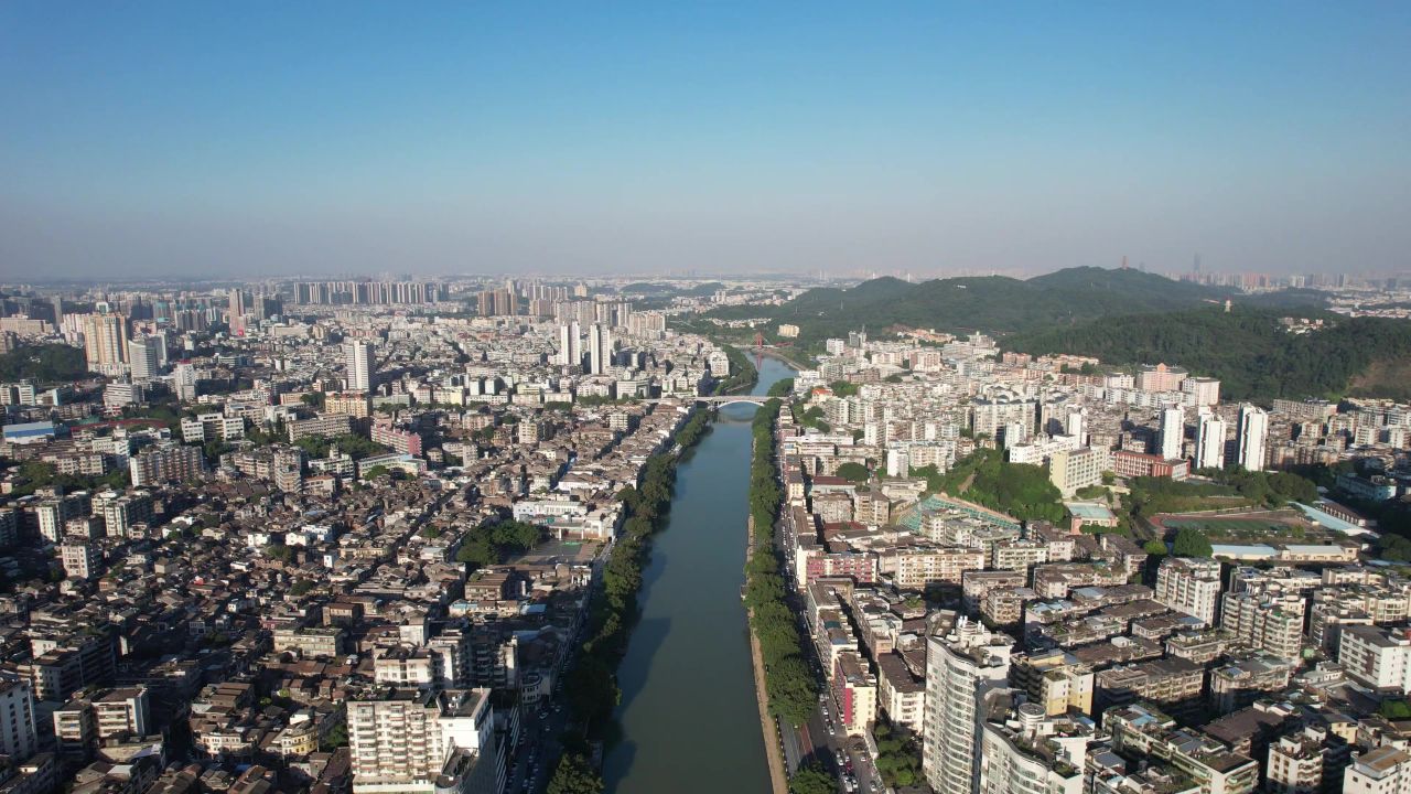 广东江门城市建设航拍 