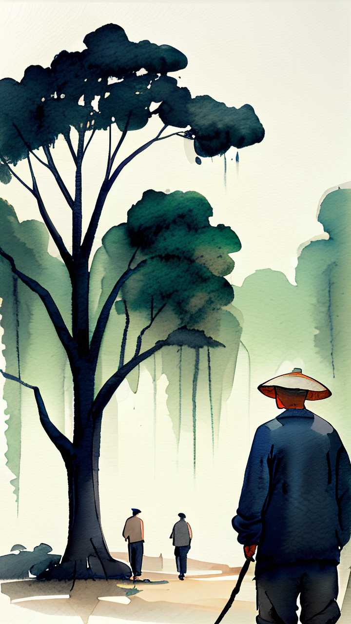 植树插画画面简约