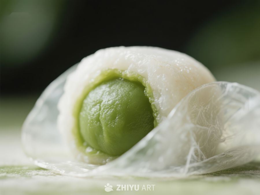 抹茶味糯米团特写 708