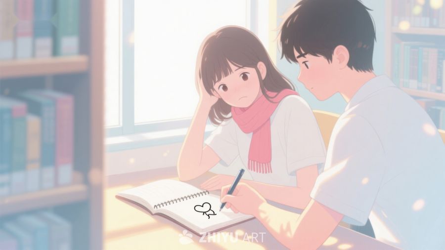 图书馆中专注学习的两人 328