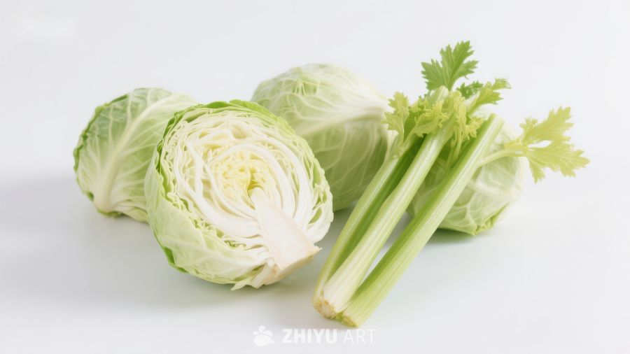 新鲜卷心菜与芹菜特写