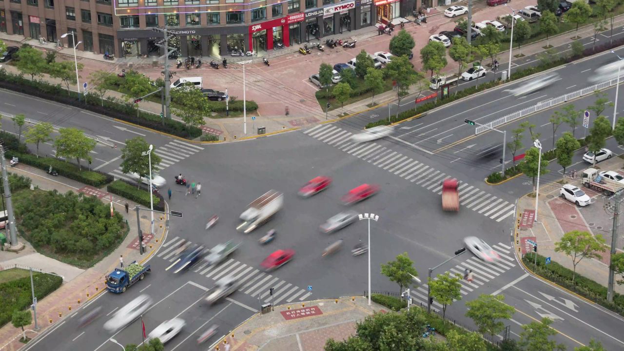 十字路口日转夜延时
