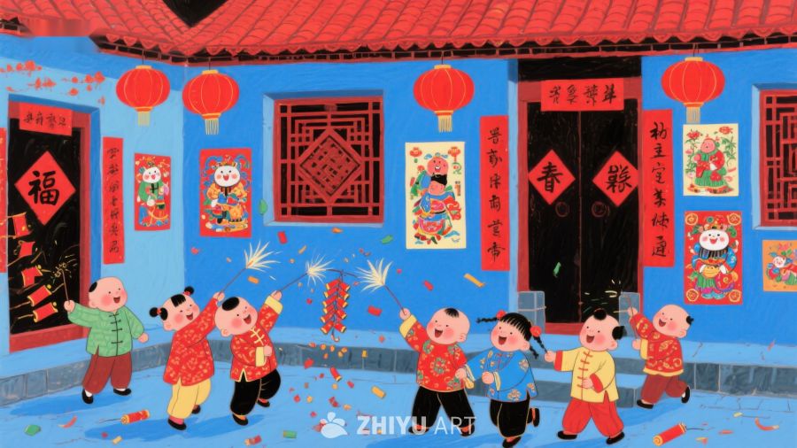 孩子们在传统院落庆祝春节 294