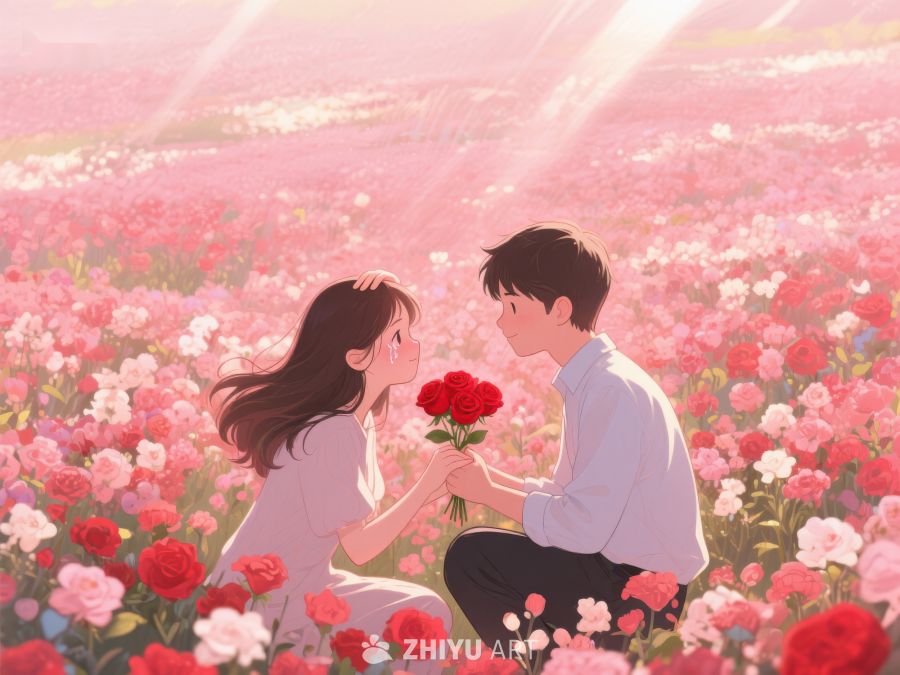 花海中情侣温馨互动 352