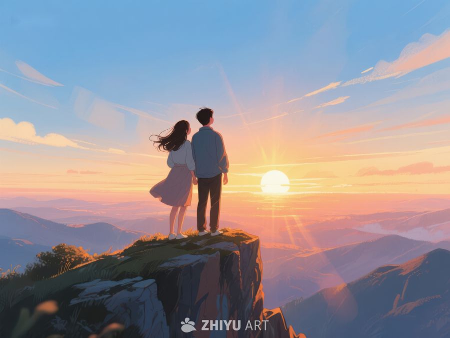 情侣山顶共赏日落美景 544