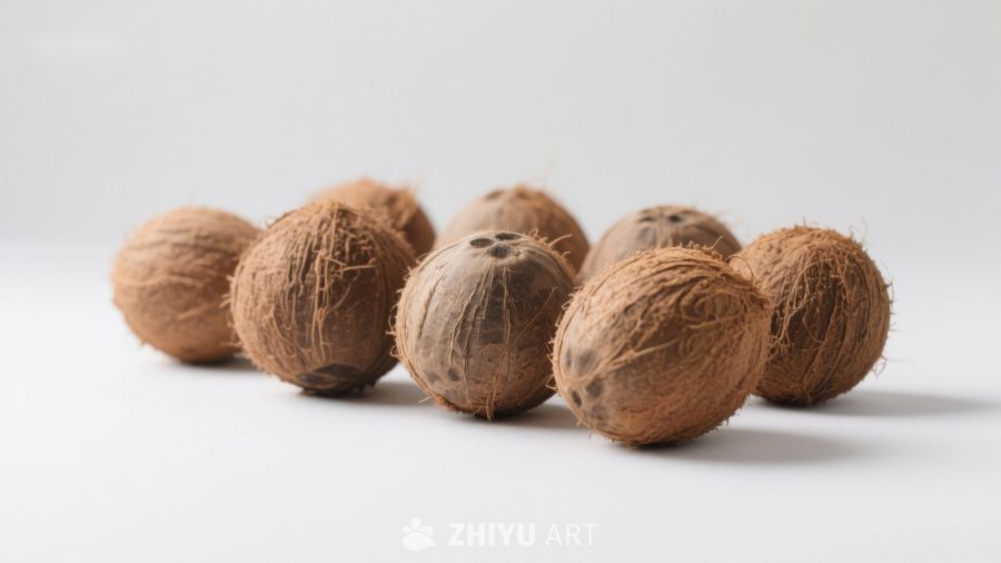 白色背景上的椰子群 6