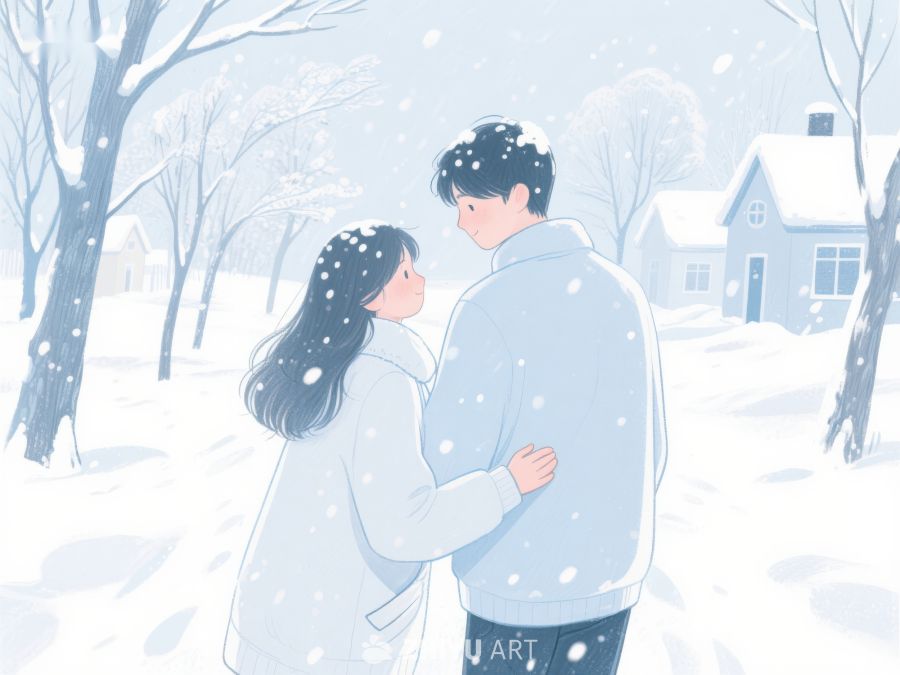 冬日雪景中的情侣 142