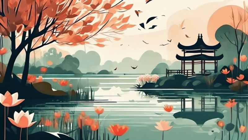 国风水墨山水画简约风格插画 18