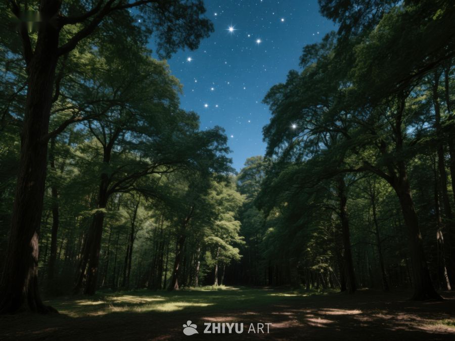 森林夜景，星光闪烁 66