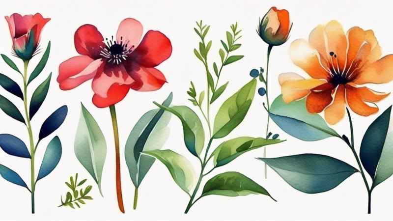 花朵植物插画背景 2
