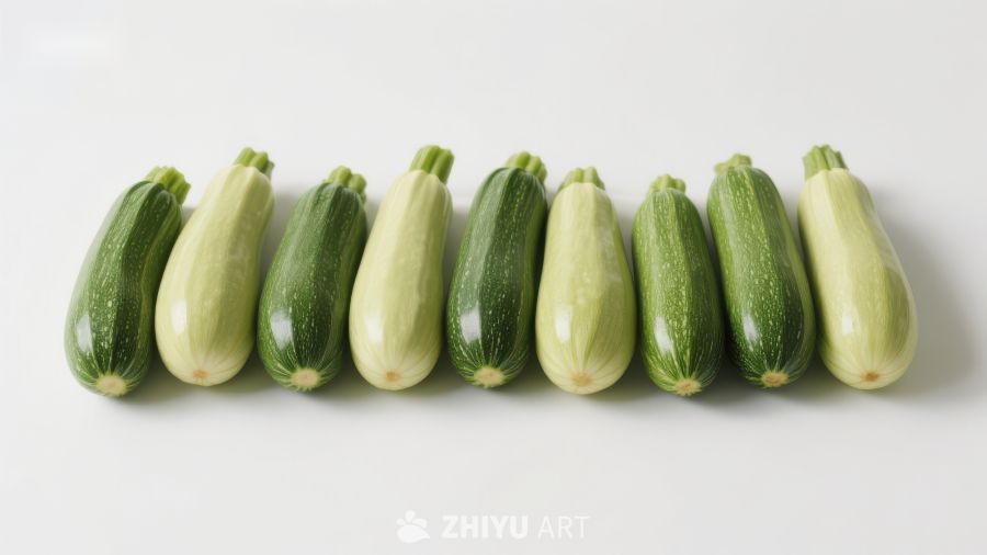 排列整齐的绿色西葫芦