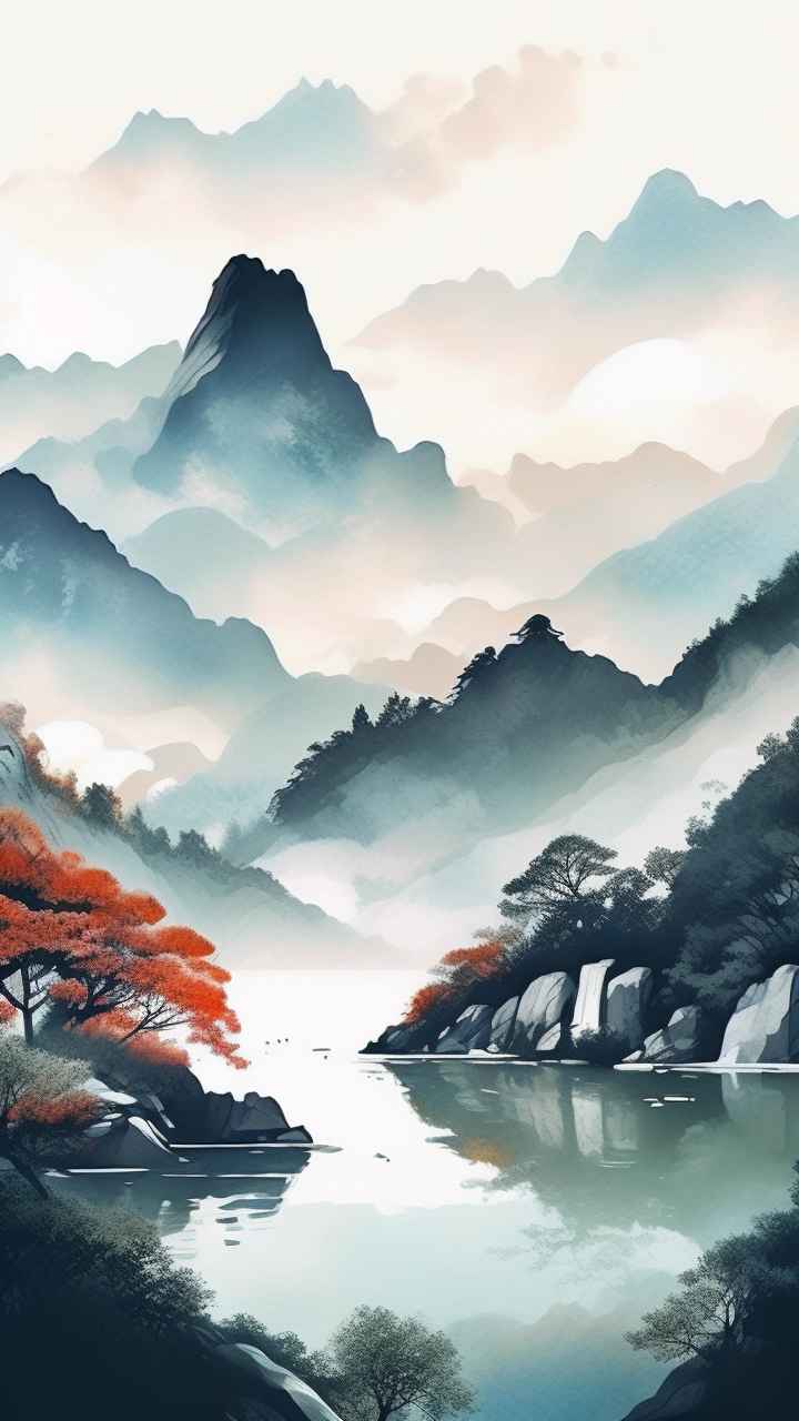 国风山水画背景插画 80