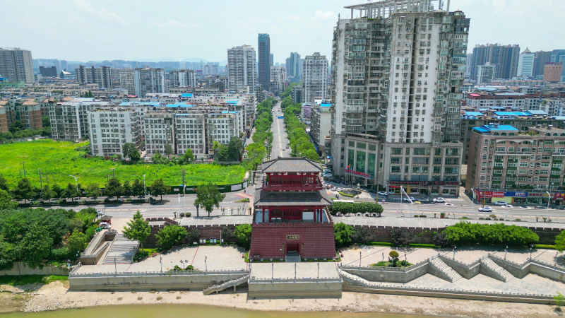  航拍湖北鄂州武昌门 