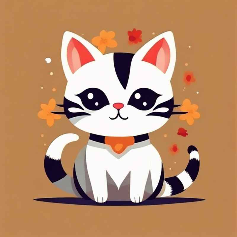 小花猫唯美插画 119