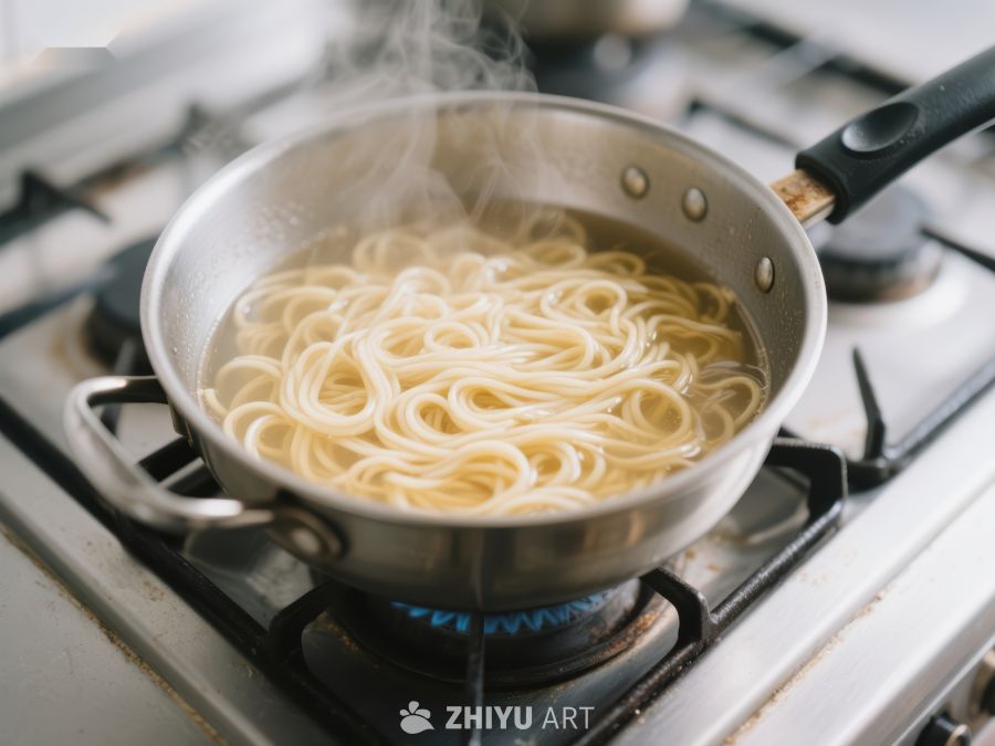锅中煮沸的面条 109