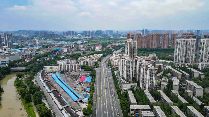 湖南株洲城市风光航拍 