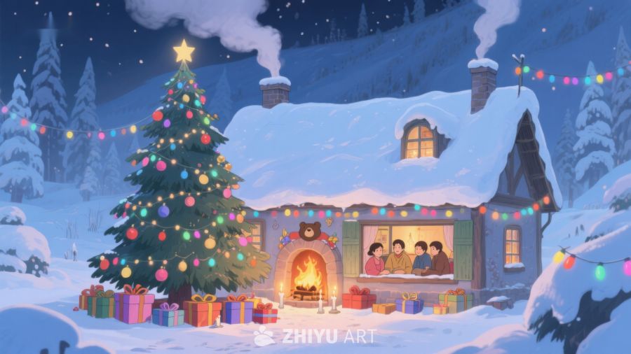 温馨雪夜家庭圣诞聚会 351