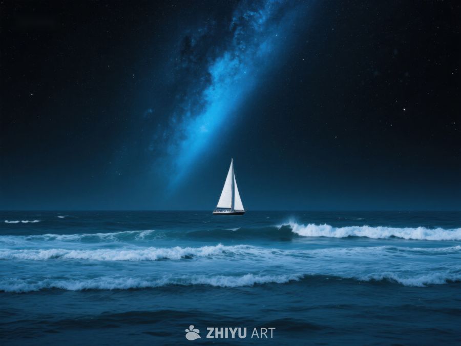 夜空下的帆船与银河 308