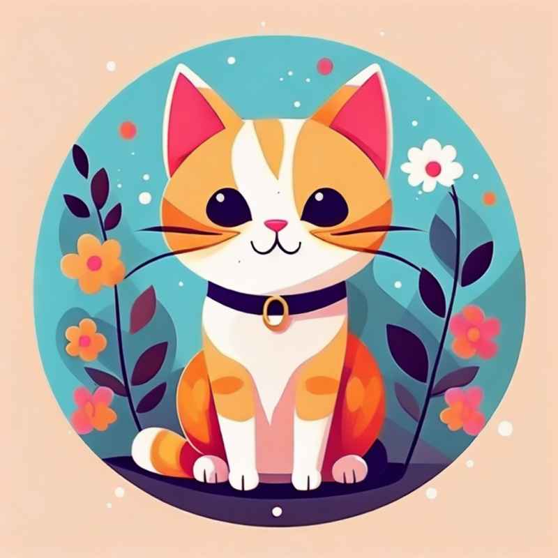 小花猫唯美插画 97