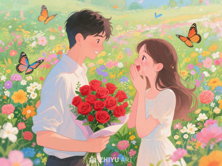 花海中惊喜送花的浪漫瞬间 346