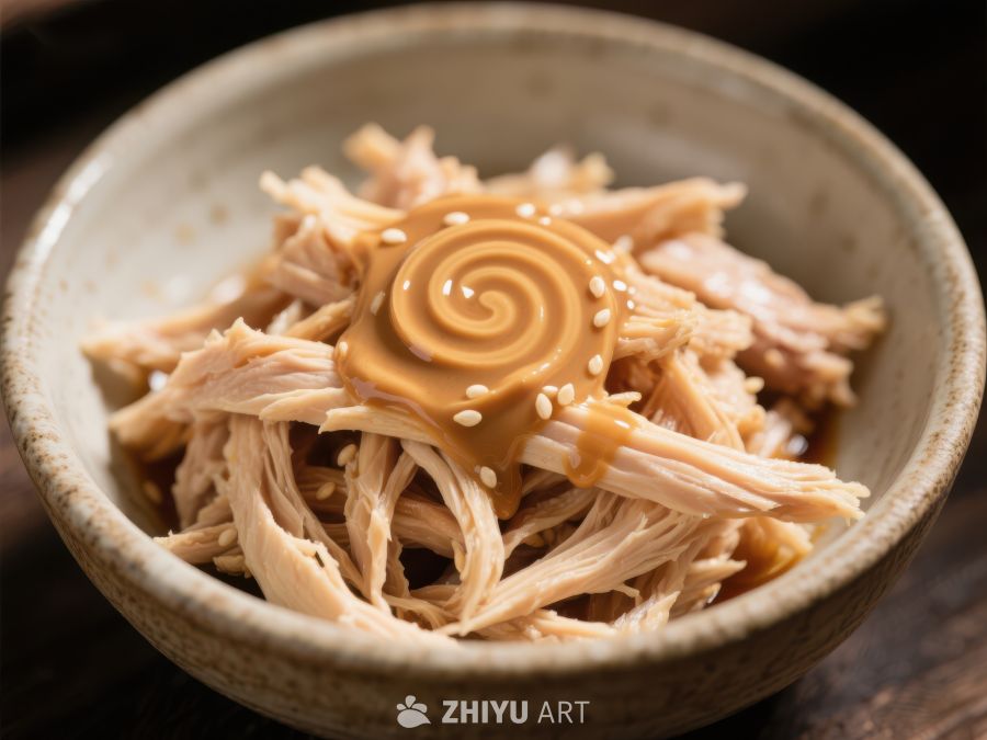 酱汁鸡肉碗，诱人美食特写 362