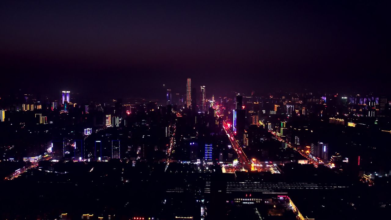 长沙城市夜景航拍