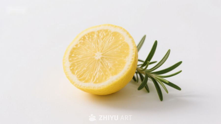 柠檬切片与迷迭香枝
