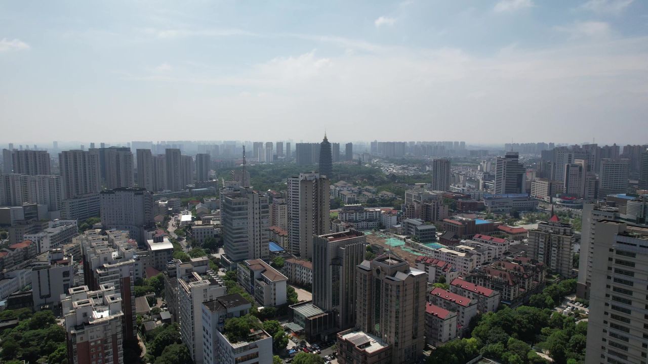 江苏常州城市风光地标建筑航拍 