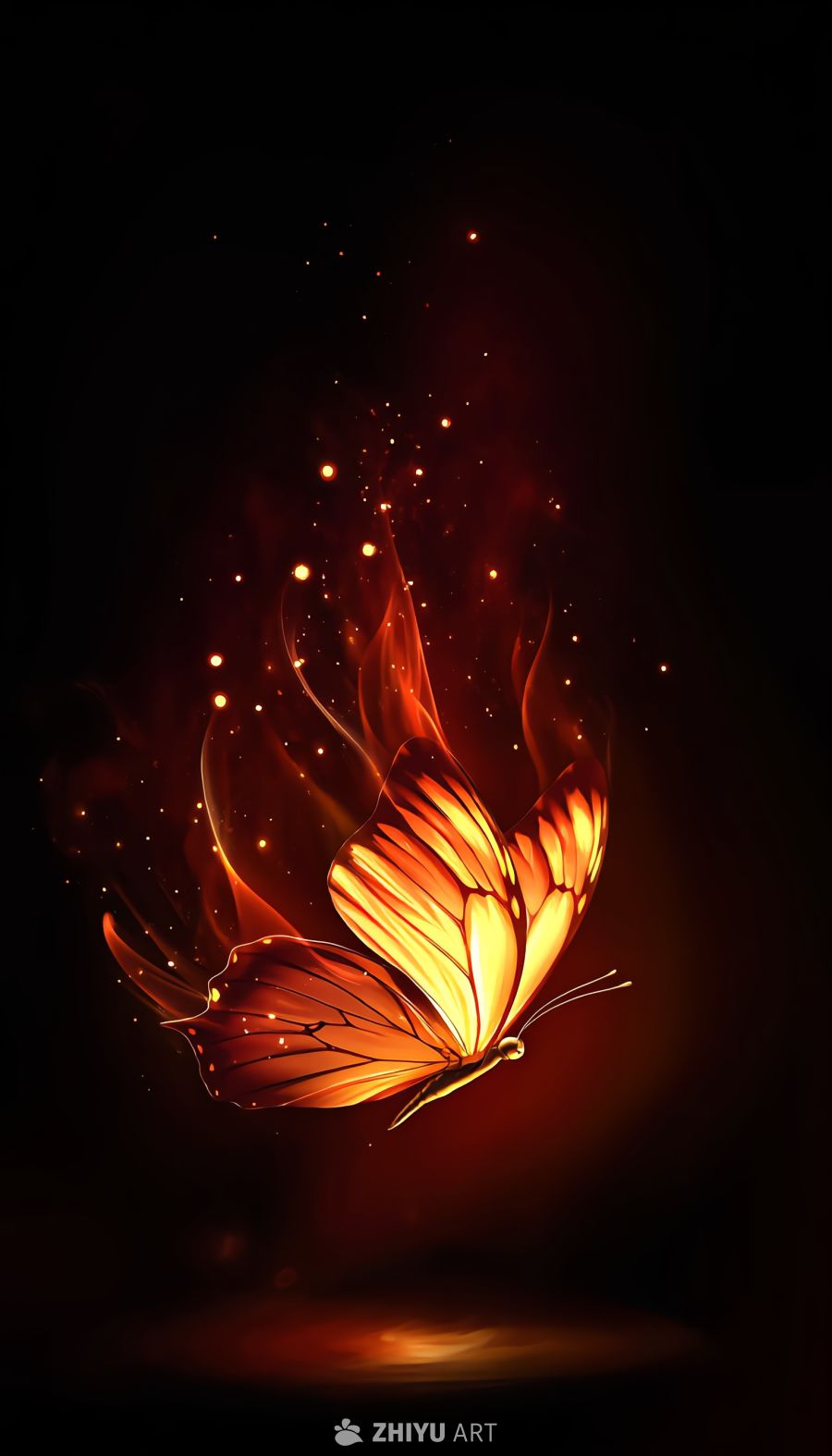  暗黑魔幻 炽热火焰蝴蝶对称装饰元素 4
