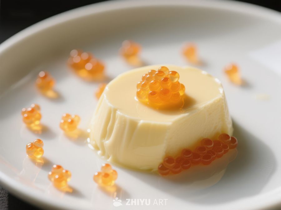 精致奶冻配鱼子酱装饰