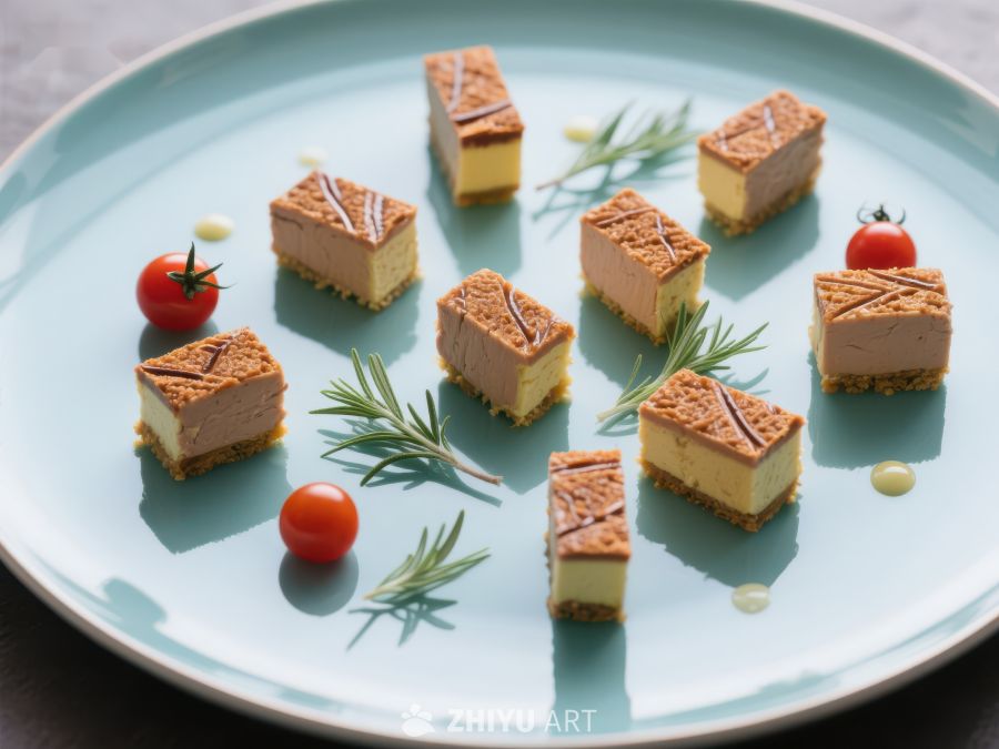 精致糕点拼盘，点缀香草与樱桃番茄