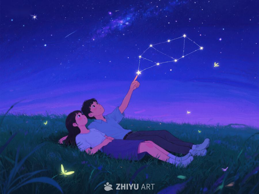 夜空下共赏星座的恋人 971