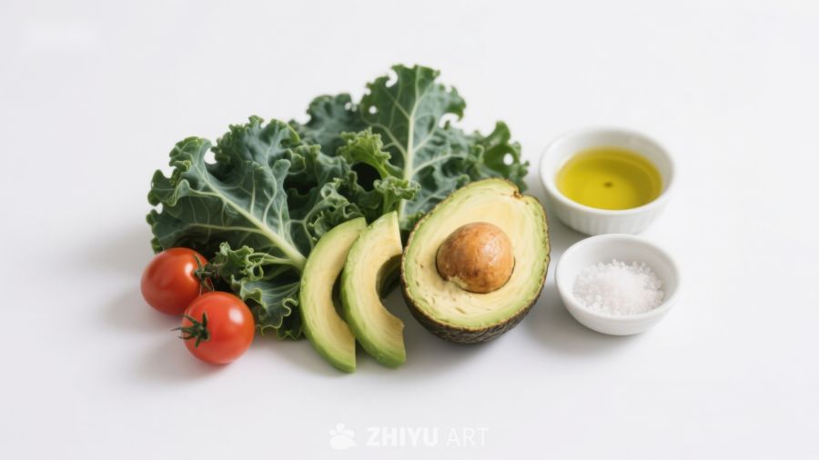新鲜蔬菜与牛油果食材组合
