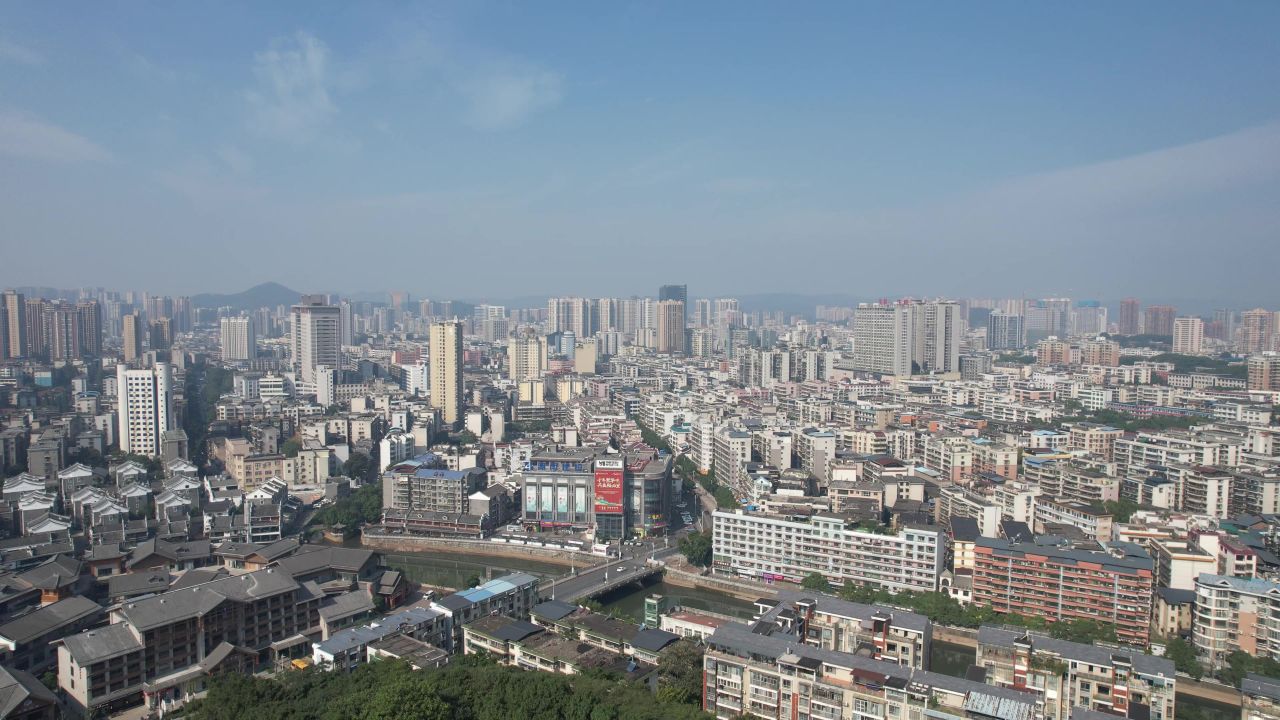 湖南郴州城市风光航拍 