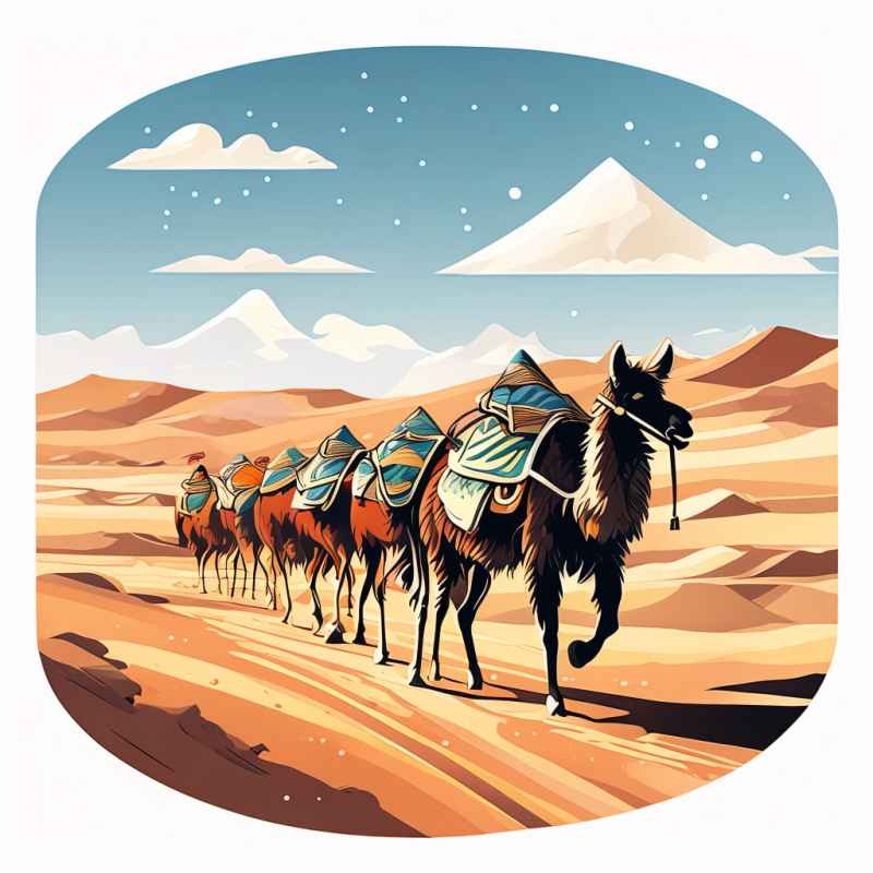 驼队沙漠丝绸之路元素插画 7