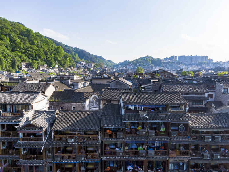 湖南湘西凤凰古城航拍