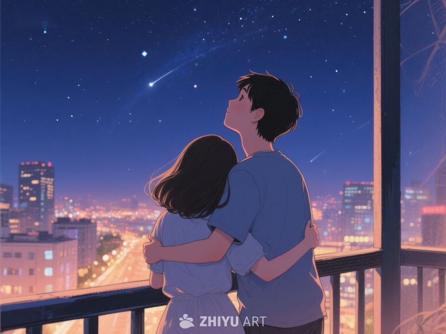 夜空下的情侣拥抱 988