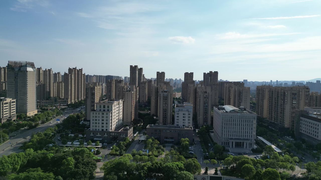 航拍江西上饶城市风光上饶建设