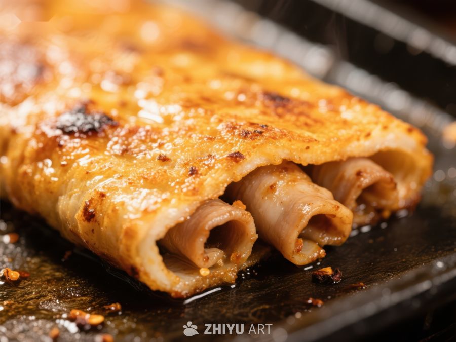 金黄酥脆的卷饼美食