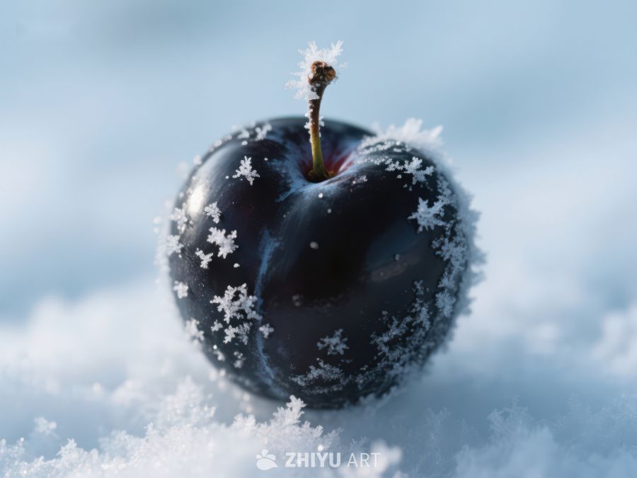 雪中紫李的静谧之美 752