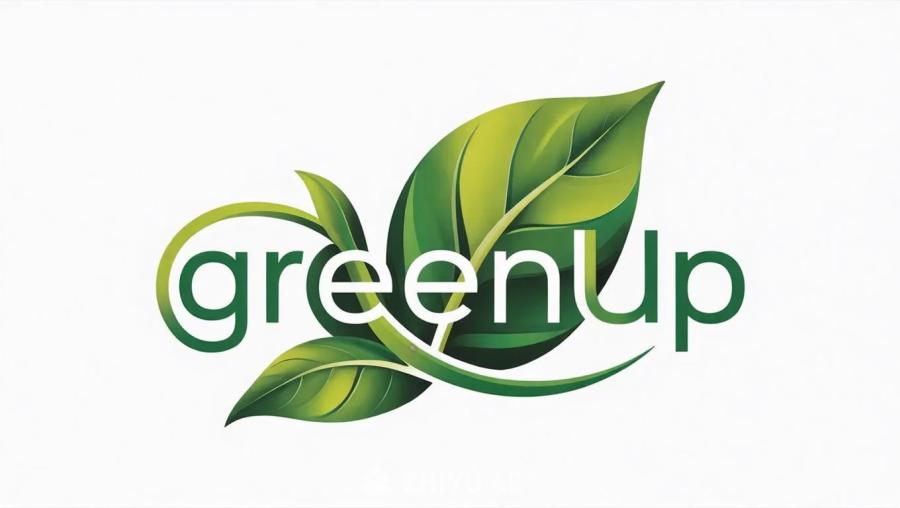 一个植物公司的标志，名为GreenUp。该设计包含