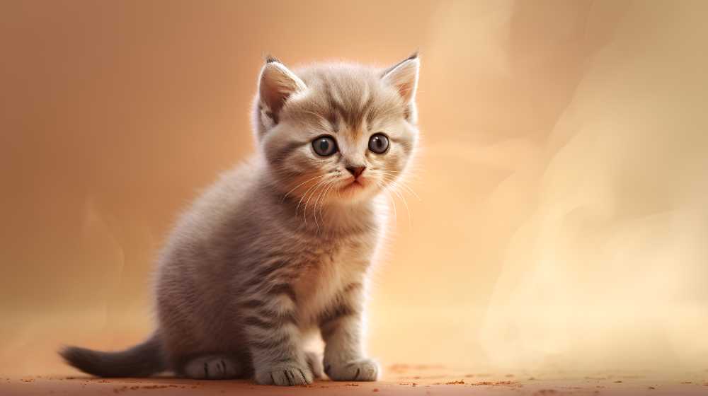 金黄色的小猫浅色背景