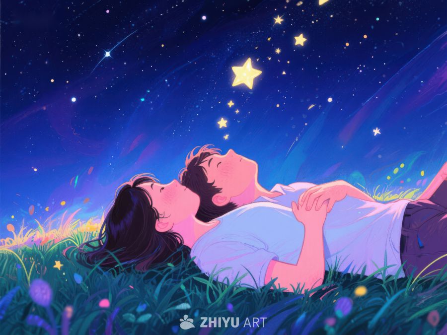 夜空下依偎的两人 989