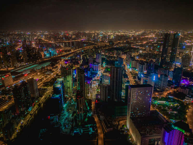 航拍 江苏 无锡 城市 夜景