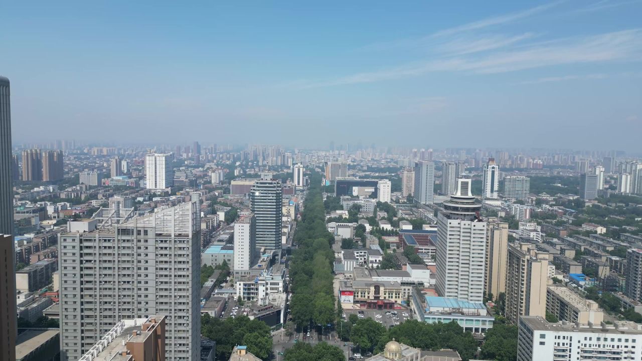 航拍山东淄博城市风光 