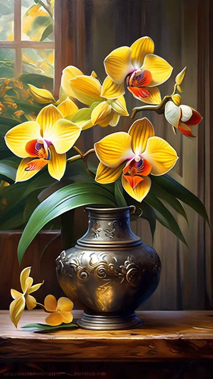 黄色兰花插画 13