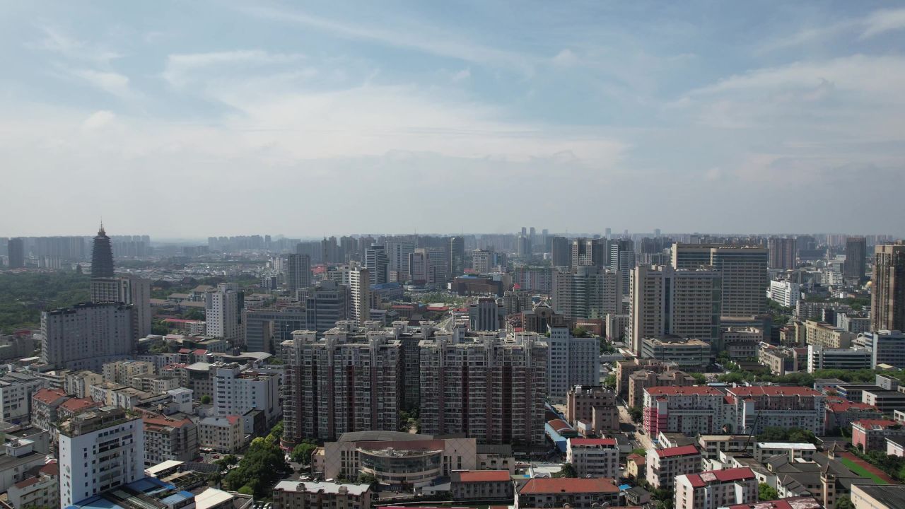  江苏常州城市风光城市建设航拍
